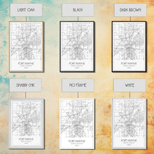 Load image into Gallery viewer, Fort Wayne Street Map, Indiana Map, City Map Art, Minimalist Art, Wall Art, Canvas Print, Office Wall Décor, Gifts For Him, Travel Print
