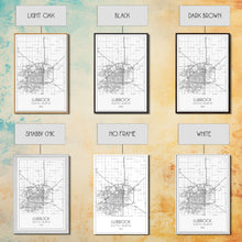 Load image into Gallery viewer, Lubbock Street Map, Texas Map, City Map Art, Modern Art, Wall Art, Canvas Print, Travel Print, Farmhouse Wall Décor, Boyfriend Gift
