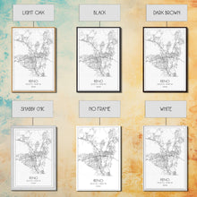 Load image into Gallery viewer, Reno Street Map, Nevada Map, City Map Art, Minimalist Art, Wall Art, Canvas Print, Girls Room Décor, Traveler Gift, Travel Art Print
