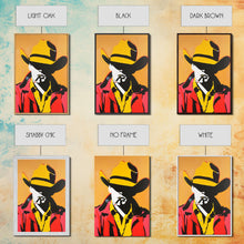 Load image into Gallery viewer, Bold Cowboy Silhouette with Cigarette | Framed Canvas Print | Western Wall Art | Cowboy Art | Living Room Decor | Rustic Home Decor
