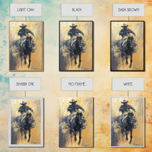 Load image into Gallery viewer, Dynamic Cowboy on Horseback Framed Canvas Print - Energetic Western Decor, Action Wall Art for Living Room, Bedroom
