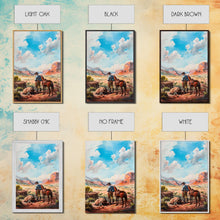 Load image into Gallery viewer, Cowboy and Horse Desert Scene Art - Framed Canvas Print, Western Living Room Decor, Cowboy Wall Art, Desert Home Decoration
