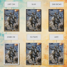 Load image into Gallery viewer, Framed Canvas Print, Dynamic Cowboy Shooting Pistols Wall Art, Western Decor for Living Room or Bedroom, Exciting Wall Art, Home Decoration
