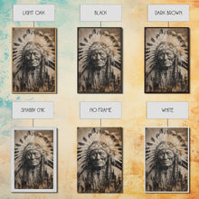 Load image into Gallery viewer, Native American Chief Portrait - Sepia Canvas Print, Historical Wall Art, Indigenous Art for Home, Rustic Native American Decor
