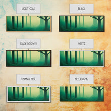 Load image into Gallery viewer, Emerald Green Forest Landscape, Panoramic Art, Framed Canvas, Framed Wall Art, Wall Art With Frame
