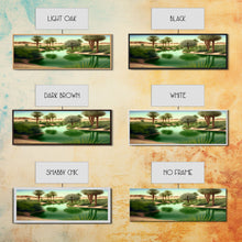 Load image into Gallery viewer, Desert Oasis Watercolor Landscape Canvas Print - Perfect for Living Room, Bedroom, Panoramic Extra Wide Format Art
