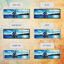 Cargar imagen en el visor de la galería, Come Sail Away - Panoramic Sail Boat Art - Framed Canvas Print - Oil Painting Reprint - Framed Art - Sailing On The Open Ocean
