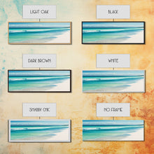 Load image into Gallery viewer, Blue Beach and Ocean Waves Panoramic Framed Canvas Print - Perfect for Living Room, Bedroom, Office Decor
