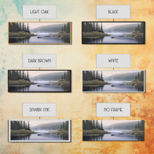 Cargar imagen en el visor de la galería, Colored Pencil Landscape Wall Art Print, Riverbank, River, Trees, Mountain, Nature Large Canvas Art Print, Panoramic, Wall Art, Canvas Print
