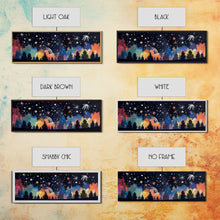 Carregar imagem no visualizador da galeria, Abstract Forest Art, Dark Forest Art, Autumn Canvas Print, Starry Night Sky, Framed Canvas Print, Panoramic, Wall Art, Canvas Print
