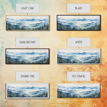 Load image into Gallery viewer, Blue Ridge Mountains National Park Panoramic Watercolor Painting Framed Canvas Print Large Wall Art
