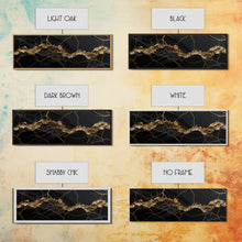 Cargar imagen en el visor de la galería, Black and Gold Marble Canvas Wall Art, Abstract Canvas Art, Panoramic Art, Large Wall Art, Marble Wall Decor, Large Canvas Art, Modern Art
