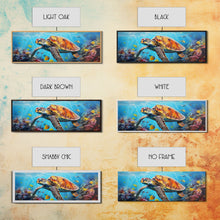 Load image into Gallery viewer, Sea Turtle Framed Canvas Print, Beautiful Sea Turtle Wall Art, Sea Turtle Print, Nursery Decor, Nursery Wall Art
