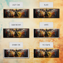 Cargar imagen en el visor de la galería, Graffiti Battle Angel, Framed Canvas Print, Game Room Art, Panoramic Painting, Panoramic Wall Art, Extra Large Wall Art
