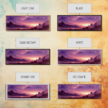 Load image into Gallery viewer, A Beautiful Mountain Scene at Sunset, Extra Large Wall Art, Framed Panoramic Canvas Print, Framed Wall Art
