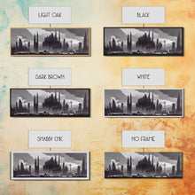Load image into Gallery viewer, Dystopian Art Deco Style Architecture, Extra Large Wall Art, Framed Panoramic Canvas Print, Framed Wall Decor
