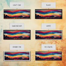 Carregar imagem no visualizador da galeria, Beautiful Panoramic Sunset Watercolor, Extra Large Wall Art, Framed Panoramic Canvas Print, Framed Wall Art
