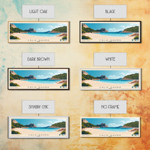 Cargar imagen en el visor de la galería, Cala Saura, Spain Panoramic Print, Vacation Gift, Spain Wall Art, Beach Painting, Beach Decor, Large Wall Art, Wood Frame Art

