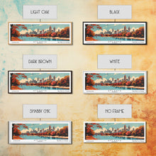 Carregar imagem no visualizador da galeria, Atlanta Georgia Panoramic Painting, Mid Century Modern Framed Canvas Print, Retro Pop Art Travel Poster, Home Decor, City Wall Art
