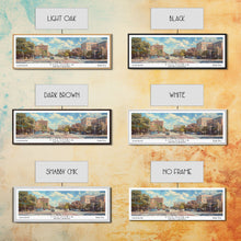 Cargar imagen en el visor de la galería, Columbia South Carolina Panoramic Watercolor Painting Framed Canvas Print, Travel Poster Art, Urban Cityscape, Living Room Decor, Wall Hanging, Office Art, Southern Charm Gift

