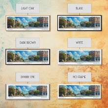 Carregar imagem no visualizador da galeria, Mobile Alabama Panoramic Framed Canvas Print, Watercolor City Art, Office Wall Decor, Travel Poster, Living Room Decor, City Print
