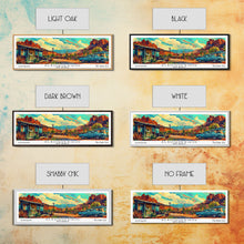 Carregar imagem no visualizador da galeria, Albuquerque New Mexico Panoramic Painting Framed Canvas Print, Mid Century Modern Art, Pop Art Style, Travel Poster, Wall Art Decor
