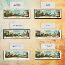 Load image into Gallery viewer, Detroit Michigan Panoramic Wall Art, Mid Century Modern Framed Canvas Print, Retro Pop Art Travel Poster, Office Art, Living Room Decor
