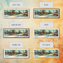 Carregar imagem no visualizador da galeria, Fresno California Panoramic Wall Art, Retro Pop Art Framed Canvas Print, Mid Century Modern Travel Poster, Living Room Decor, Wall Hanging, Office Art
