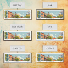 Carregar imagem no visualizador da galeria, Ann Arbor Michigan Panoramic Painting, Mid Century Modern Framed Canvas Print, Retro Pop Art Travel Poster, Living Room Wall Art Decor, City Print

