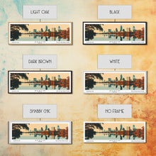 Carregar imagem no visualizador da galeria, Austin Texas Panoramic Painting, Mid Century Modern Framed Canvas Print, Retro Pop Art Travel Poster, Home Decor, City Art
