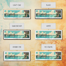 Cargar imagen en el visor de la galería, Clearwater Florida Panoramic Painting, Mid Century Modern Framed Canvas Print, Retro Pop Art Travel Poster, Home Decor, City Art
