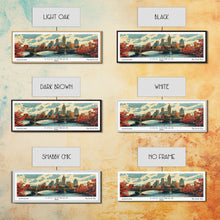 Cargar imagen en el visor de la galería, Columbus Ohio Panoramic Wall Art, Mid Century Modern Framed Canvas Print, Retro Pop Art Travel Poster, City Living Room Decor, Office Wall Art
