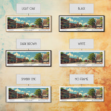 Cargar imagen en el visor de la galería, Concord North Carolina Panoramic Wall Art, Mid Century Modern Framed Canvas Print, Retro Pop Art Travel Poster, City Office Art, Home Decor
