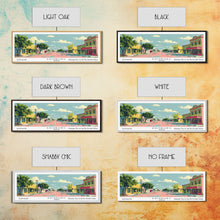 Load image into Gallery viewer, Edinburg Texas Panoramic Wall Art, Mid Century Modern Framed Canvas Print, Retro Pop Art Travel Poster, City Office Art, Living Room Decor
