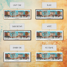 Load image into Gallery viewer, Elizabeth New Jersey Panoramic Wall Art, Mid Century Modern Framed Canvas Print, Retro Pop Art Travel Poster, City Home Decor, Office Art
