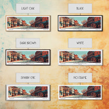 Carregar imagem no visualizador da galeria, Evansville Indiana Panoramic Painting, Mid Century Modern Framed Canvas Print, Retro Pop Art Travel Poster, Living Room Wall Art
