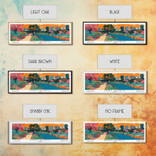 Load image into Gallery viewer, Fort Worth Texas Panoramic Painting, Mid Century Modern Framed Canvas Print, Retro Pop Art Travel Poster, Office Wall Decor
