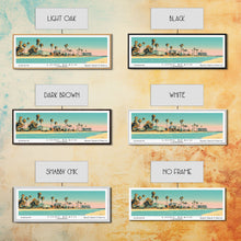Carregar imagem no visualizador da galeria, Long Beach California Panoramic Painting, Mid Century Modern Framed Canvas Print, Retro Pop Art Travel Poster, Office Decor
