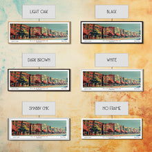 Carregar imagem no visualizador da galeria, Alexandria Virginia Panoramic Painting, Framed Canvas Print, Mid Century Modern Wall Art, Retro Pop Art Travel Poster, Living Room Decor, City Art
