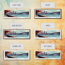 Cargar imagen en el visor de la galería, Cleveland Ohio Panoramic Painting, Framed Canvas Print, Mid Century Modern Wall Art, Retro Pop Art Travel Poster, Living Room Decor, City Art
