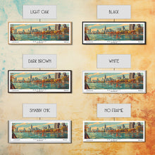 Load image into Gallery viewer, Detroit Michigan Panoramic Painting, Framed Canvas Print, Mid Century Modern Wall Art, Retro Pop Art Travel Poster, Office Decor, City Art
