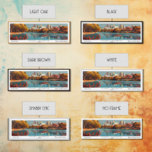Load image into Gallery viewer, Fort Worth Texas Panoramic Painting, Framed Canvas Print, Mid Century Modern Wall Art, Retro Pop Art Travel Poster, Home Decor, City Art
