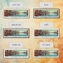 Load image into Gallery viewer, Newport News Virginia Panoramic Wall Art, Mid Century Modern Framed Canvas Print, Retro Pop Art Travel Poster, Office Decor, Cityscape Art
