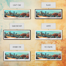 Load image into Gallery viewer, Phoenix Arizona Panoramic View, Mid Century Modern Framed Canvas Print, Retro Pop Art Travel Poster, Living Room Wall Decor
