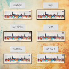 Carregar imagem no visualizador da galeria, Amsterdam Netherlands Travel Art, City Art, Framed Canvas Print or Metal Wall Art, Europe Travel Poster, Panoramic Wall Art, Extra Wide Wall Art

