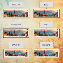 Load image into Gallery viewer, Freiburg Germany Panoramic Travel Poster, Framed Canvas Print or Metal Wall Art, Travel Art, Home Decor, Panoramic Painting, Midcentury Art
