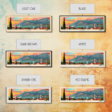 Load image into Gallery viewer, Bar Montenegro Panoramic Travel Poster, Framed Canvas Print or Metal Wall Art, Travel Art, Home Decor, Panoramic Painting, Midcentury Art
