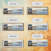 Load image into Gallery viewer, Apopka Lake Panoramic Framed Canvas Print, Lake House Art, Vintage Style, Travel Poster, Nature Scene, Scenic Artwork
