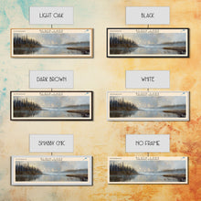 Carregar imagem no visualizador da galeria, Black Lake Canada Northwest Territories Framed Canvas Print, Panoramic Lake House Art, Scenic View, Travel Poster, Lake Painting
