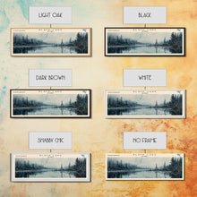 Carregar imagem no visualizador da galeria, Black Lake USA SW Alaska Framed Canvas Print, Lake House Art, Panoramic Scenic View, Travel Poster, Rustic Art, Lake Painting
